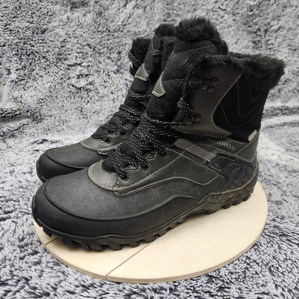 Merrell Winter Boots Womens Size 8 Black Snow Fleece Lined Insulated Waterproof - Picture 4 of 9